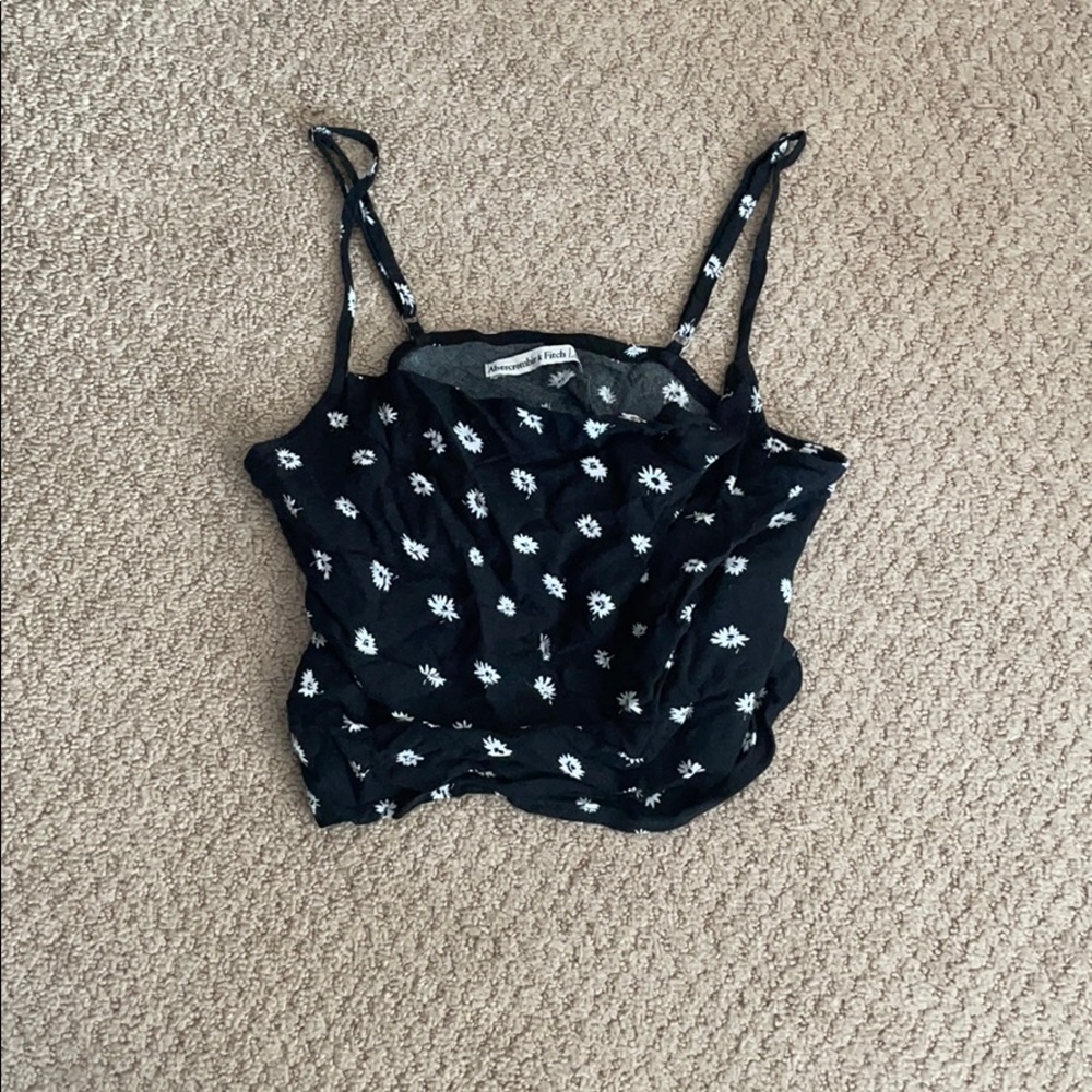 Abercrombie Black Floral Cowl Neck Crop Top